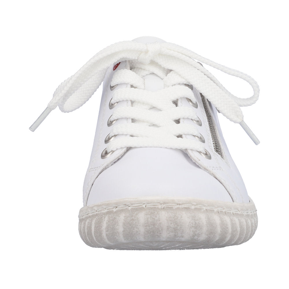 Rieker N0900-81 Ladies White Leather & Textile Zip & Lace Trainers-elevate your sole