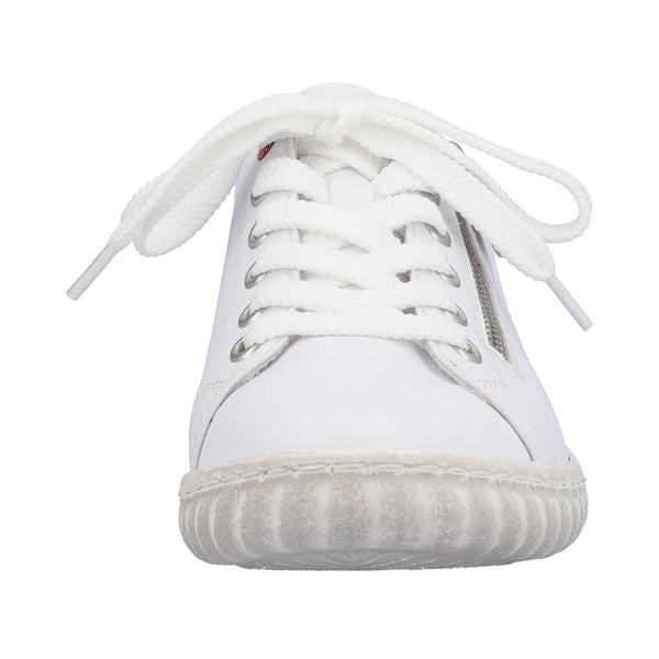 Rieker N0900-81 Ladies White Leather & Textile Zip & Lace Trainers-elevate your sole
