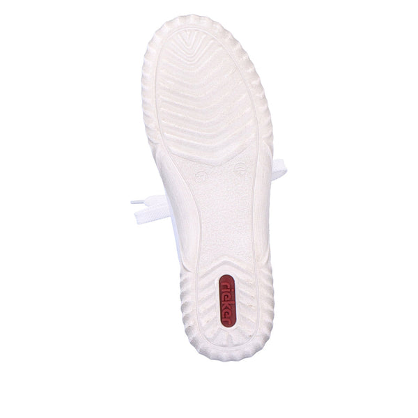 Rieker N0900-81 Ladies White Leather & Textile Zip & Lace Trainers-elevate your sole