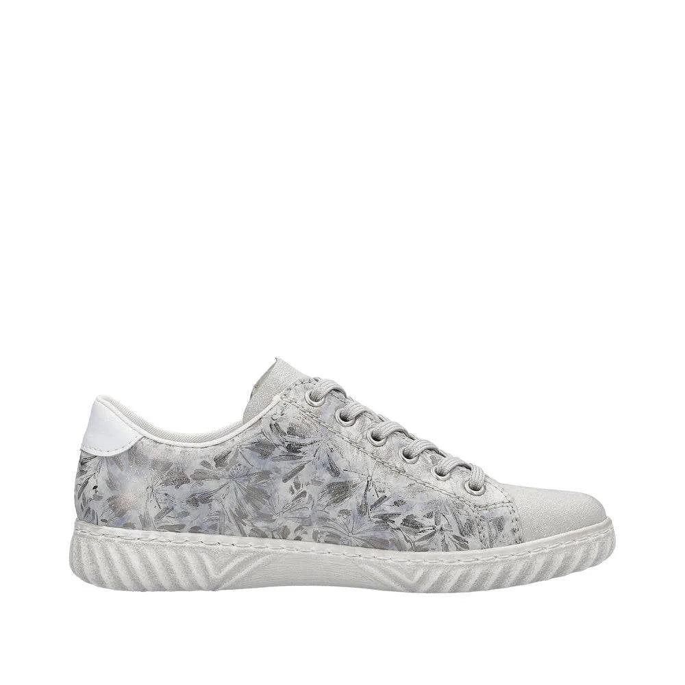Rieker N0900-90 Edna Ladies Silver Zip & Lace Shoes-elevate your sole