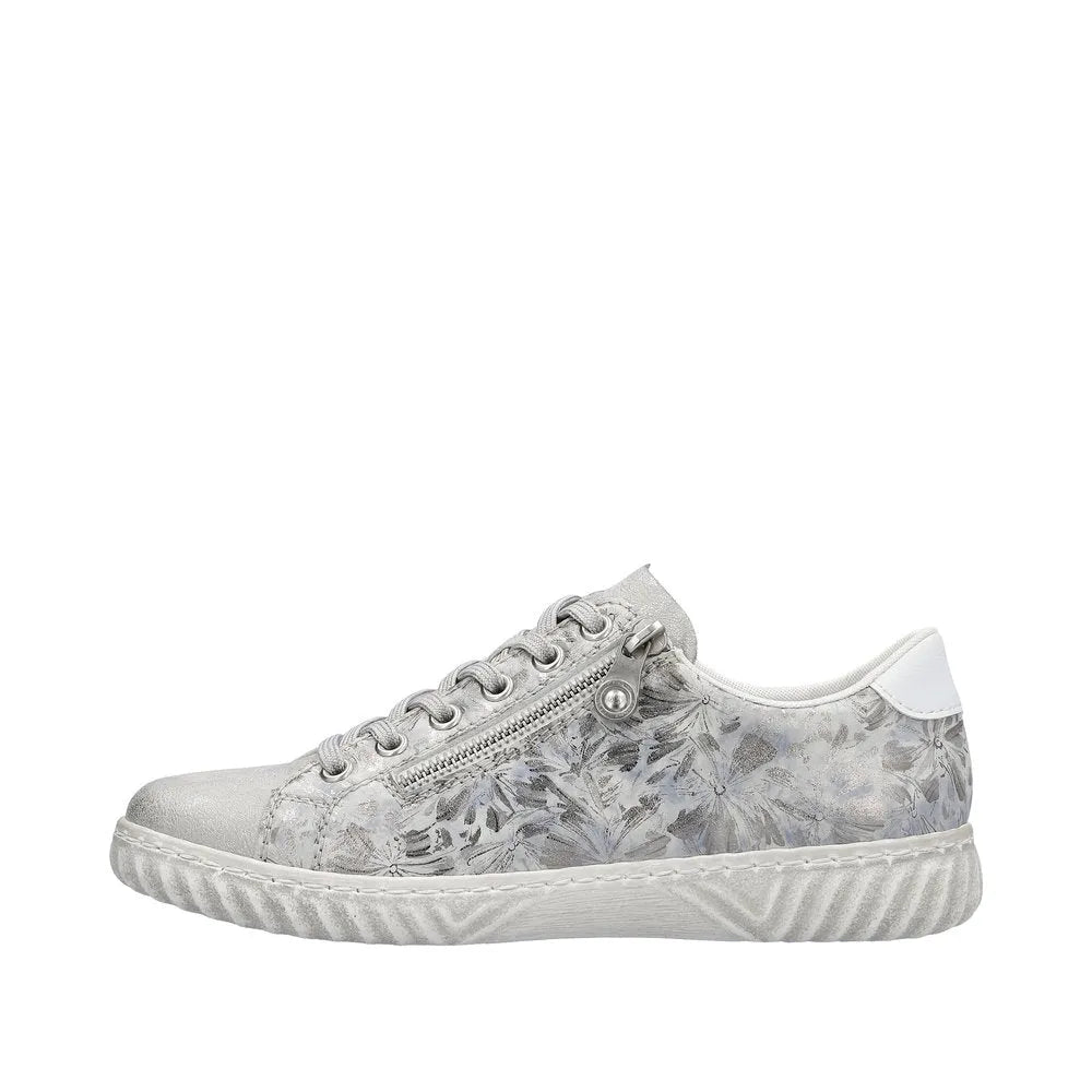 Rieker N0900-90 Edna Ladies Silver Zip & Lace Shoes-elevate your sole