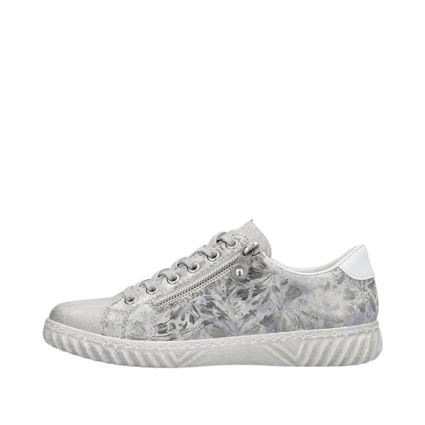 Rieker N0900-90 Edna Ladies Silver Zip & Lace Shoes-elevate your sole