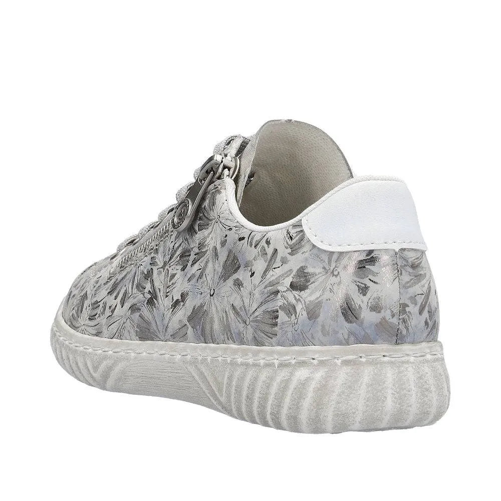 Rieker N0900-90 Edna Ladies Silver Zip & Lace Shoes-elevate your sole