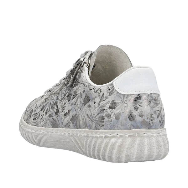 Rieker N0900-90 Edna Ladies Silver Zip & Lace Shoes-elevate your sole