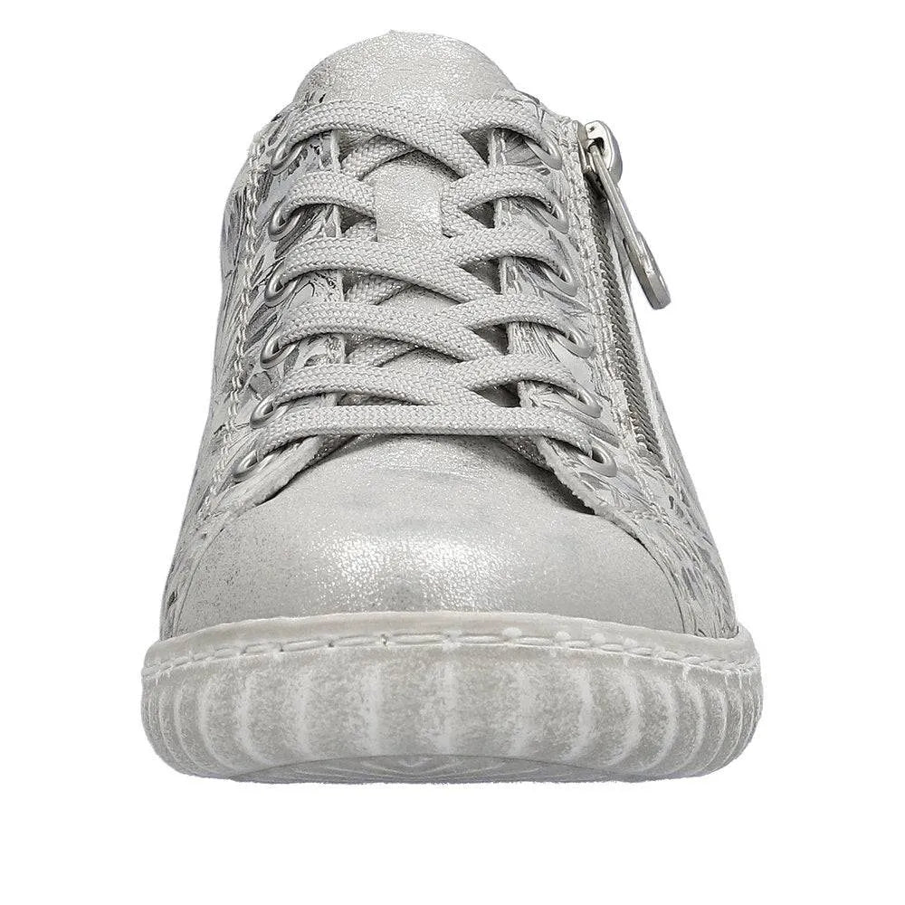 Rieker N0900-90 Edna Ladies Silver Zip & Lace Shoes-elevate your sole