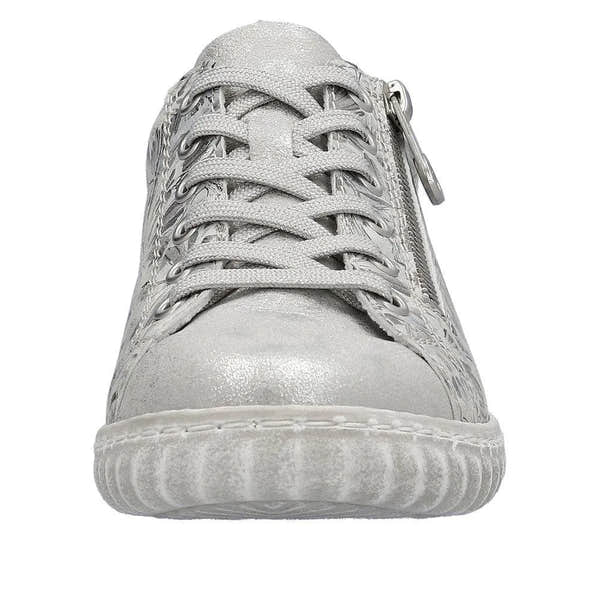 Rieker N0900-90 Edna Ladies Silver Zip & Lace Shoes-elevate your sole
