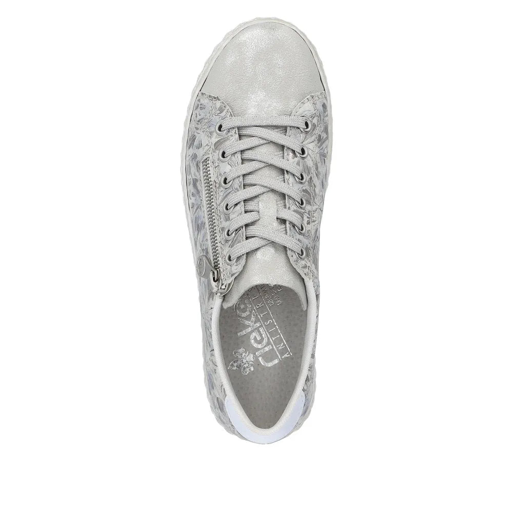 Rieker N0900-90 Edna Ladies Silver Zip & Lace Shoes-elevate your sole