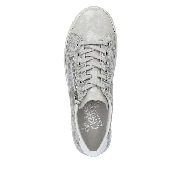 Rieker N0900-90 Edna Ladies Silver Zip & Lace Shoes-elevate your sole
