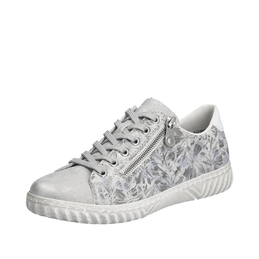 Rieker N0900-90 Edna Ladies Silver Zip & Lace Shoes-elevate your sole