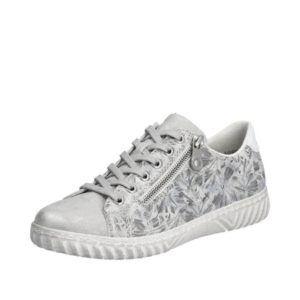 Rieker N0900-90 Edna Ladies Silver Zip & Lace Shoes-elevate your sole