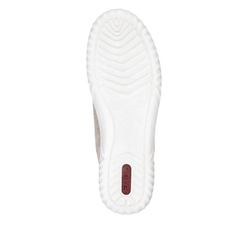 Rieker N0902-90 women's multicolor lace and zip casual shoes with white sole, comfort fit, and stylish design.
