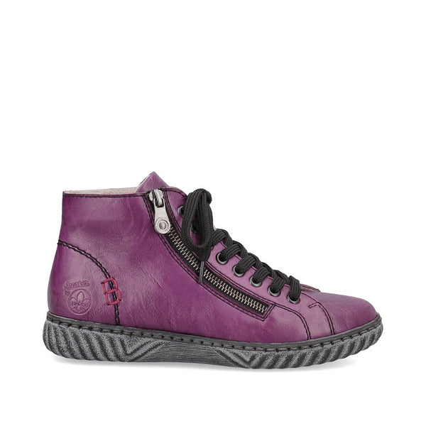 Rieker N0921-30 Ladies Purple Zip & Lace Ankle Boots-elevate your sole