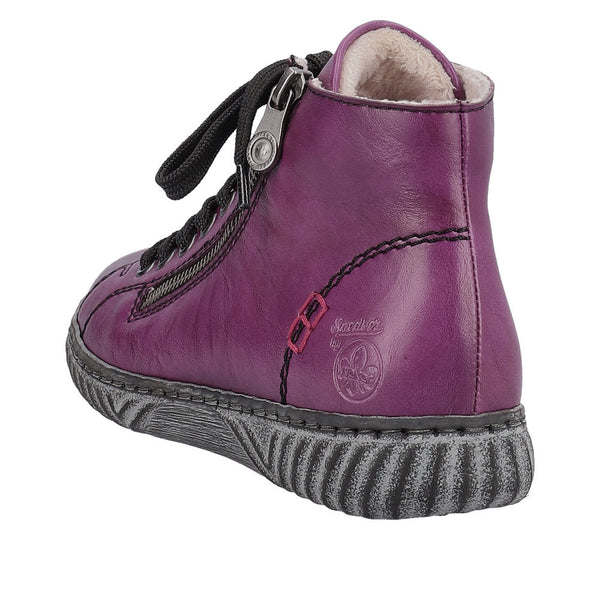 Rieker N0921-30 Ladies Purple Zip & Lace Ankle Boots-elevate your sole