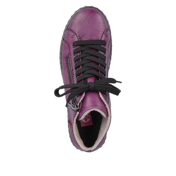 Rieker N0921-30 Ladies Purple Zip & Lace Ankle Boots-elevate your sole