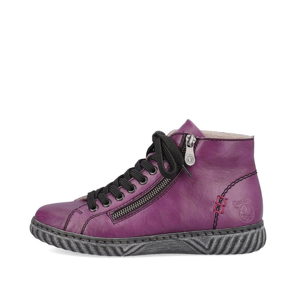 Rieker N0921-30 Ladies Purple Zip & Lace Ankle Boots-elevate your sole