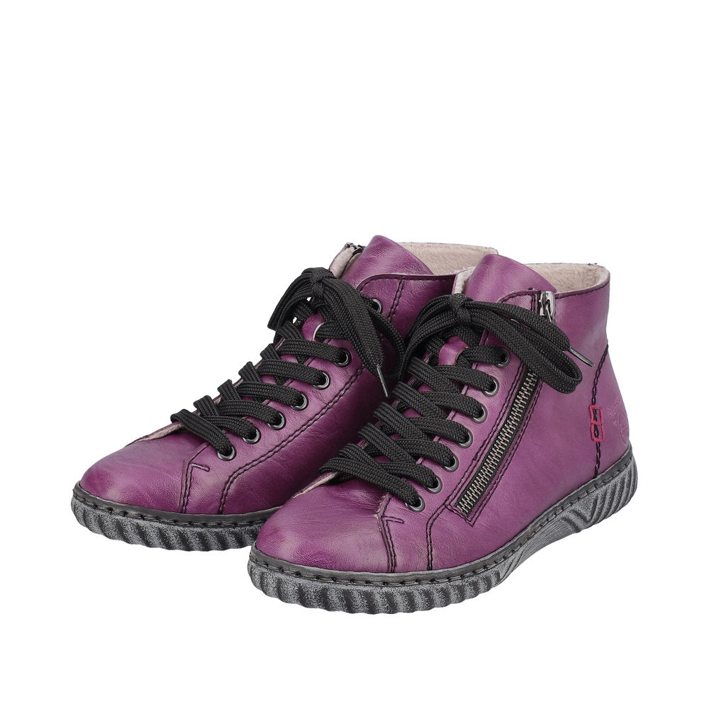 Rieker N0921-30 Ladies Purple Zip & Lace Ankle Boots-elevate your sole