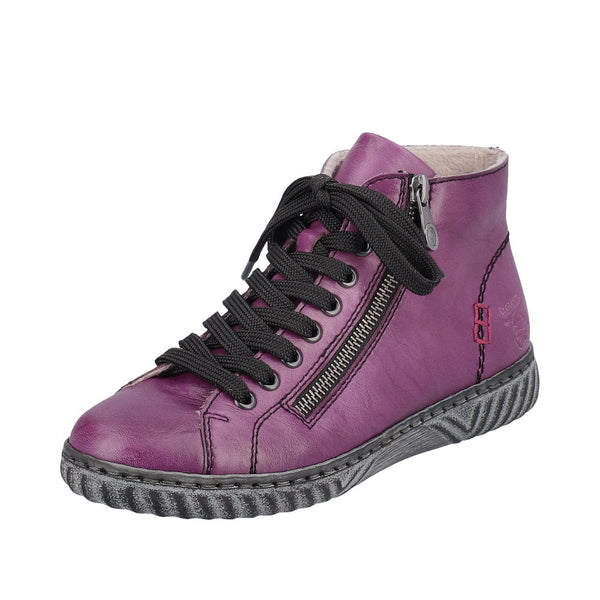 Rieker N0921-30 Ladies Purple Zip & Lace Ankle Boots-elevate your sole