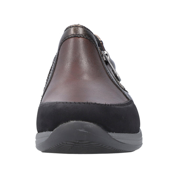 Rieker N1151-90 Ladies Brown Leather & Textile Side Zip Shoes-elevate your sole