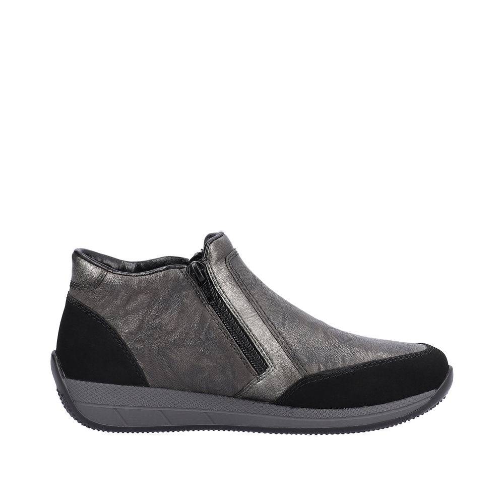 Rieker N1152-42 Ladies Wide Grey Combi Twin Zip Ankle Boots-elevate your sole