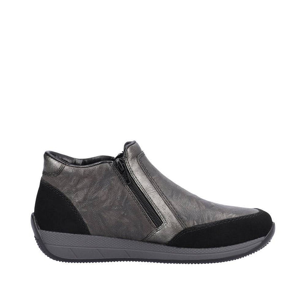 Rieker N1152-42 Ladies Wide Grey Combi Twin Zip Ankle Boots-elevate your sole