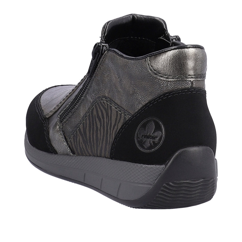 Rieker N1152-42 Ladies Wide Grey Combi Twin Zip Ankle Boots-elevate your sole
