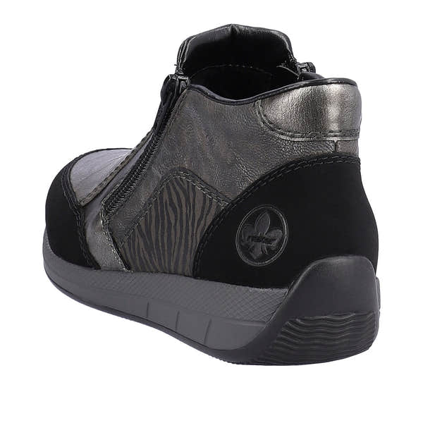 Rieker N1152-42 Ladies Wide Grey Combi Twin Zip Ankle Boots-elevate your sole