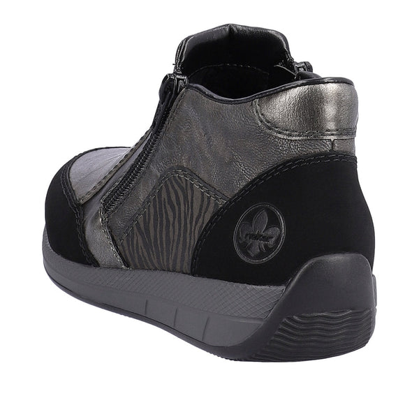 Rieker N1152-42 Ladies Wide Grey Combi Twin Zip Ankle Boots-elevate your sole