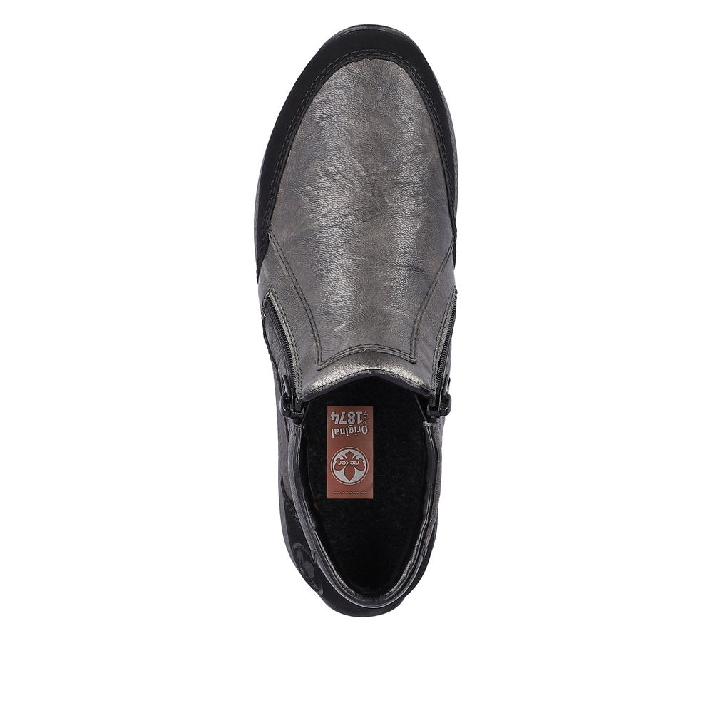 Rieker N1152-42 Ladies Wide Grey Combi Twin Zip Ankle Boots-elevate your sole