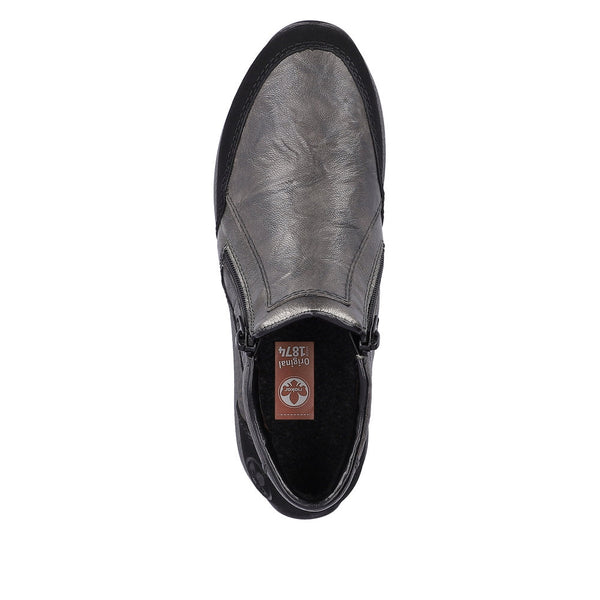 Rieker N1152-42 Ladies Wide Grey Combi Twin Zip Ankle Boots-elevate your sole