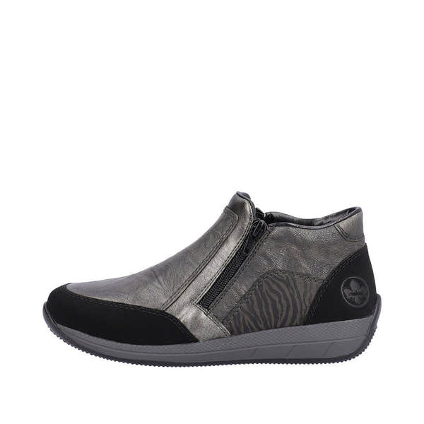 Rieker N1152-42 Ladies Wide Grey Combi Twin Zip Ankle Boots-elevate your sole