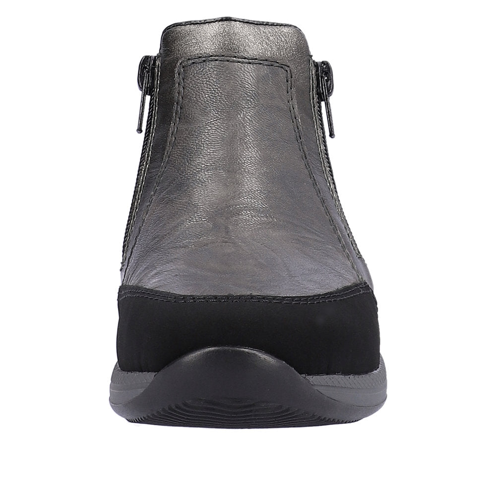Rieker N1152-42 Ladies Wide Grey Combi Twin Zip Ankle Boots-elevate your sole