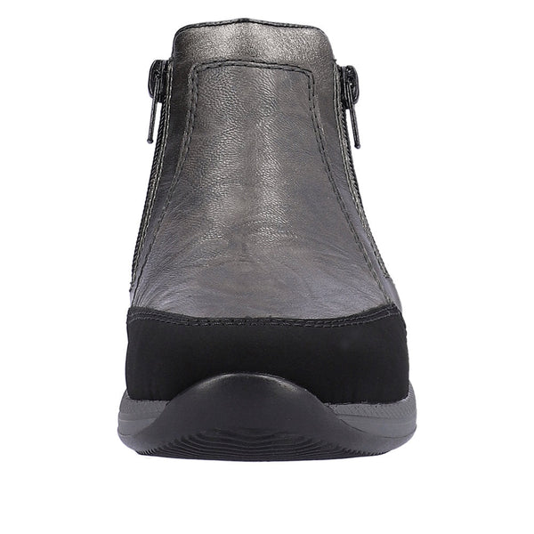 Rieker N1152-42 Ladies Wide Grey Combi Twin Zip Ankle Boots-elevate your sole