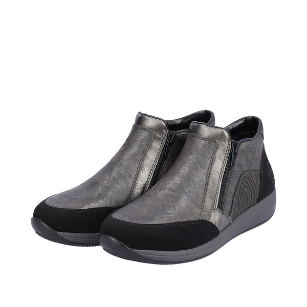 Rieker N1152-42 Ladies Wide Grey Combi Twin Zip Ankle Boots-elevate your sole