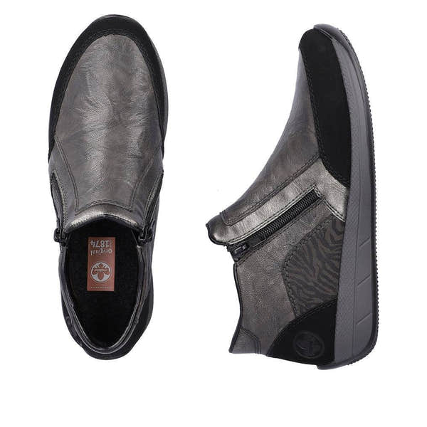 Rieker N1152-42 Ladies Wide Grey Combi Twin Zip Ankle Boots-elevate your sole