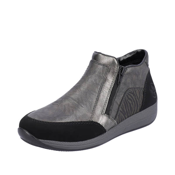 Rieker N1152-42 Ladies Wide Grey Combi Twin Zip Ankle Boots-elevate your sole