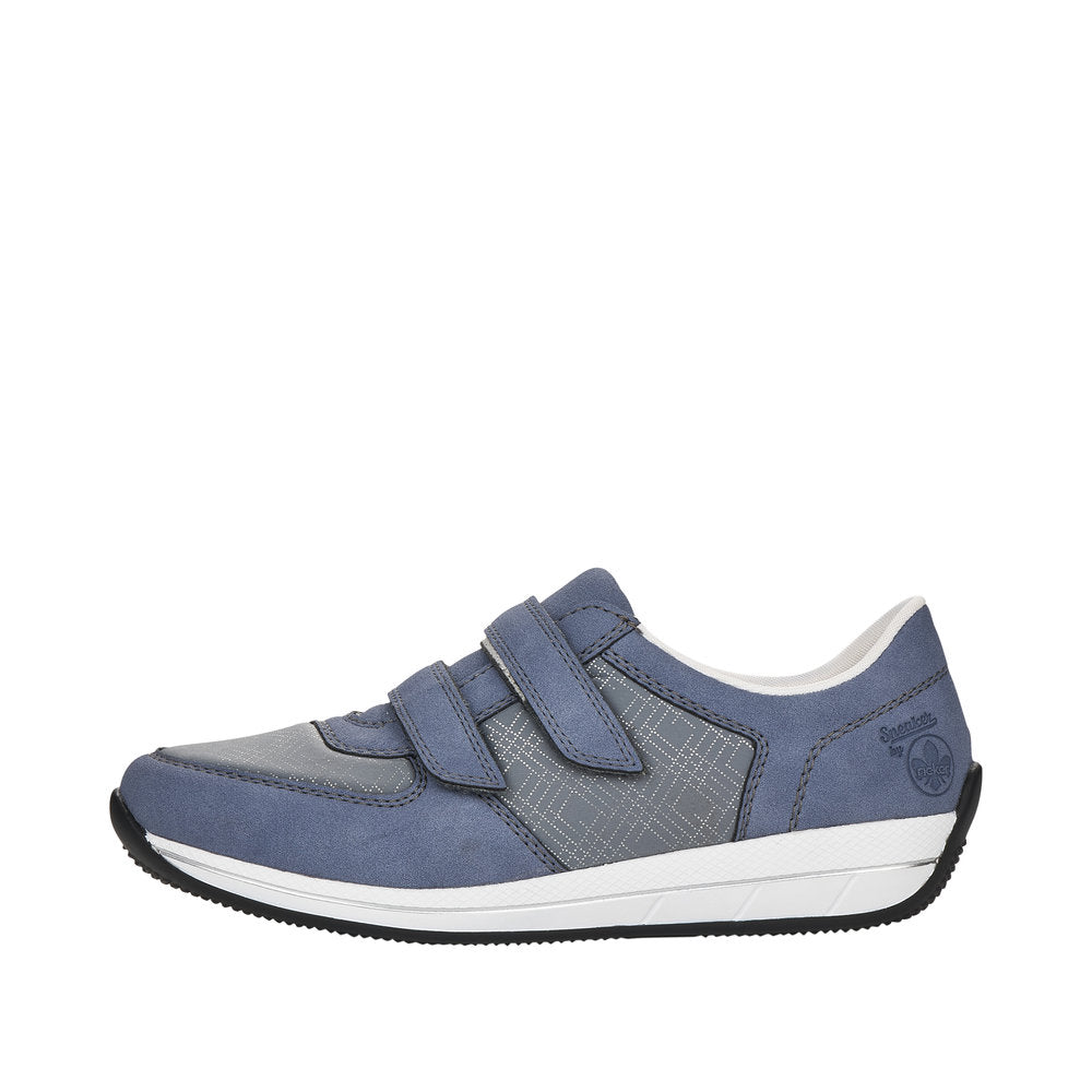 Rieker N1168-14 Ladies Jeans Blue Textile Touch Fastening Shoes-elevate your sole
