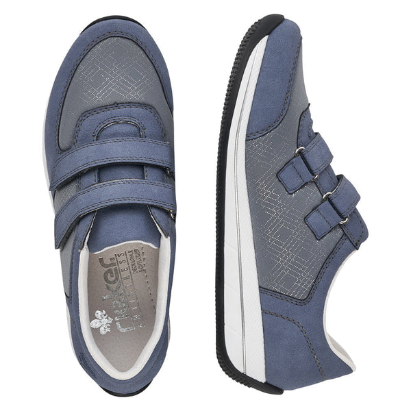 Rieker N1168-14 Ladies Jeans Blue Textile Touch Fastening Shoes-elevate your sole