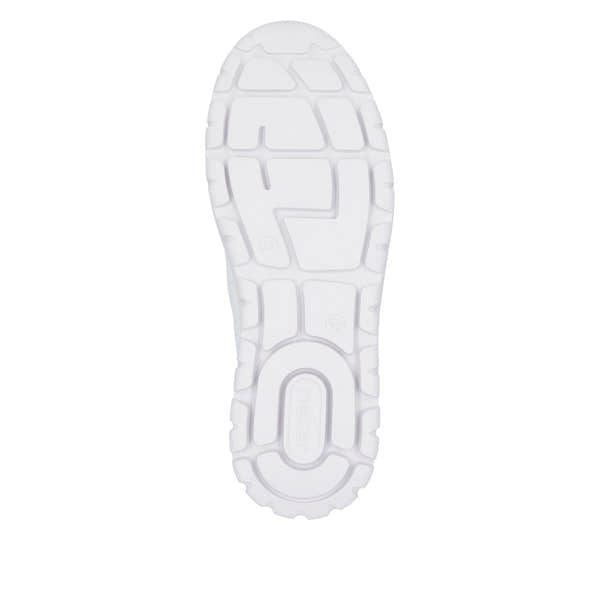 Rieker N1300-90 ladies wide fit trainers with multi-zip and lace-up design, white sole, sporty casual footwear.