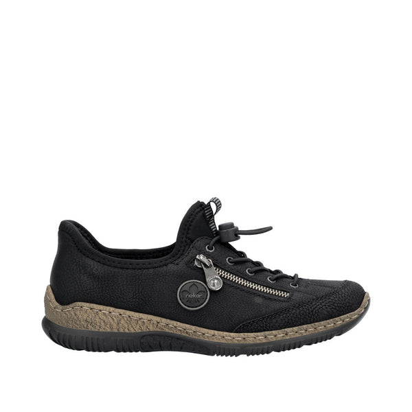 Rieker N3267-01 Ladies Black Hands Free Slip On Shoes-elevate your sole