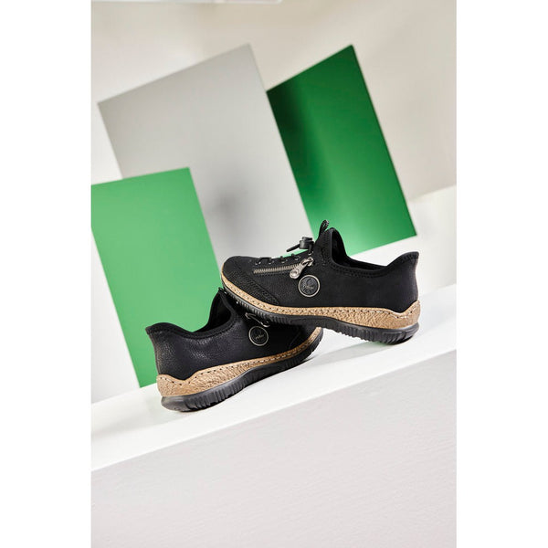 Rieker N3267-01 Ladies Black Hands Free Slip On Shoes-elevate your sole