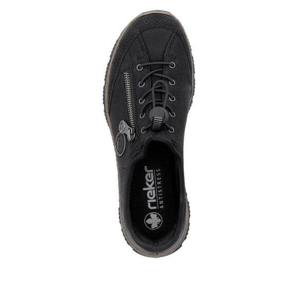 Rieker N3267-01 Ladies Black Hands Free Slip On Shoes-elevate your sole
