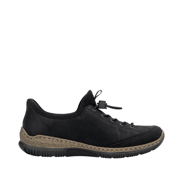 Rieker N3267-01 Ladies Black Hands Free Slip On Shoes-elevate your sole