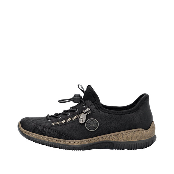 Rieker N3267-01 Ladies Black Hands Free Slip On Shoes-elevate your sole