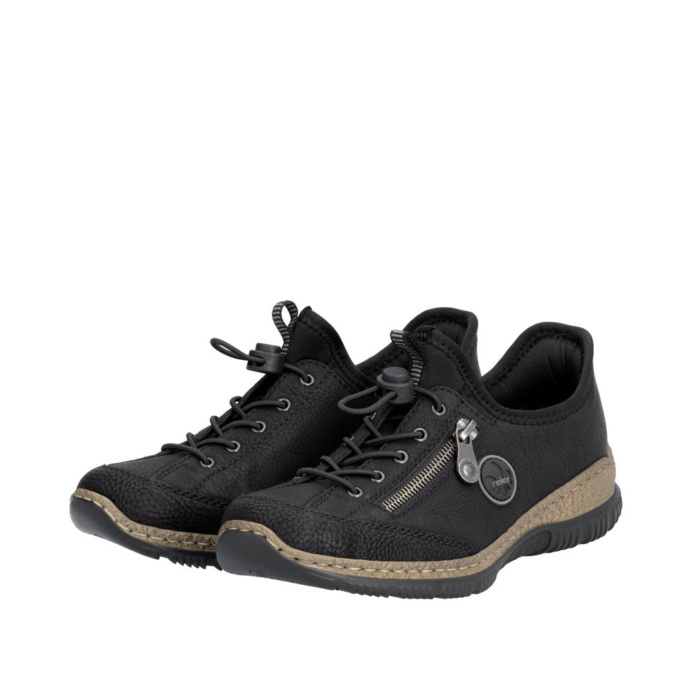 Rieker N3267-01 Ladies Black Hands Free Slip On Shoes-elevate your sole