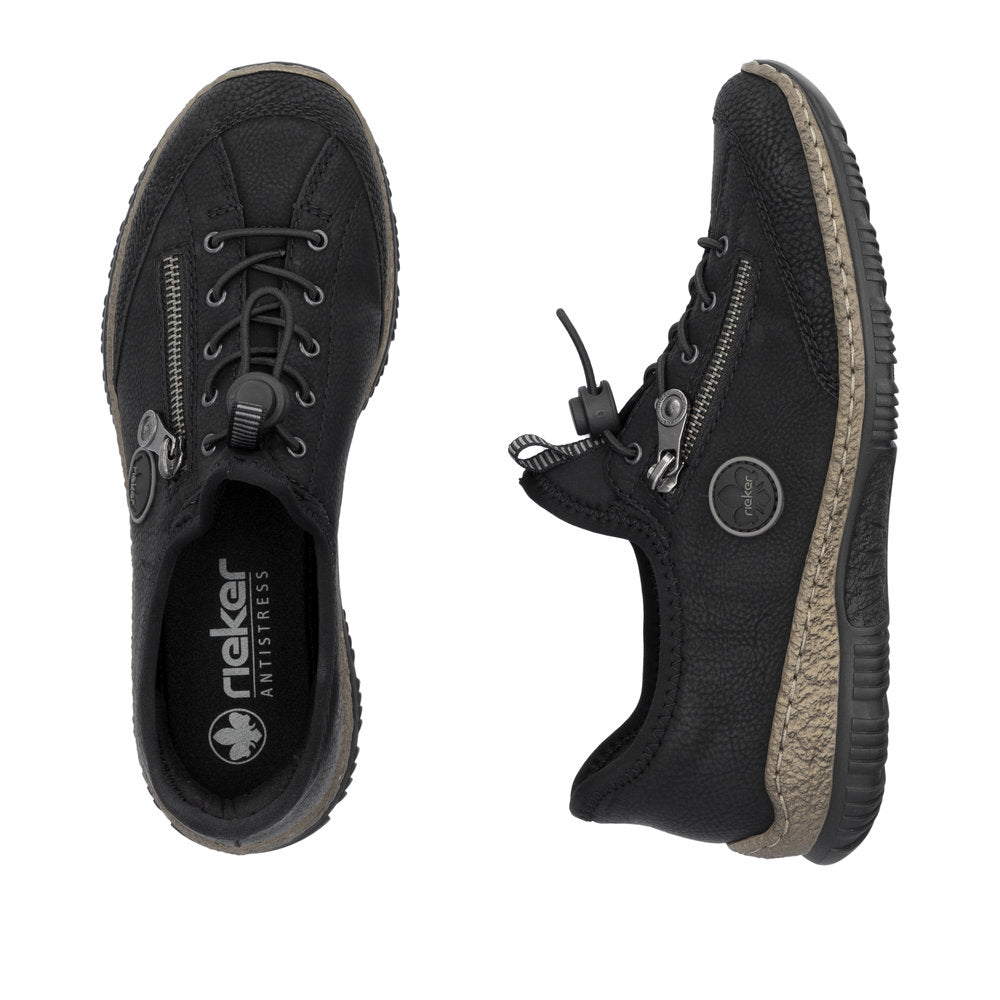 Rieker N3267-01 Ladies Black Hands Free Slip On Shoes-elevate your sole