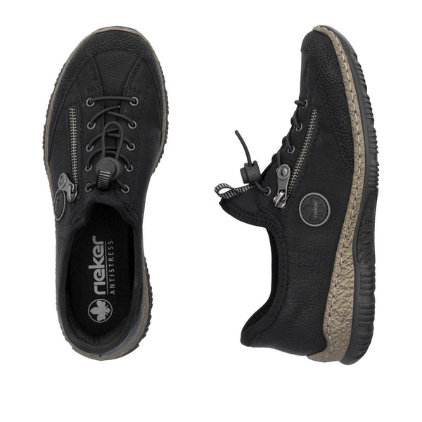 Rieker N3267-01 Ladies Black Hands Free Slip On Shoes-elevate your sole