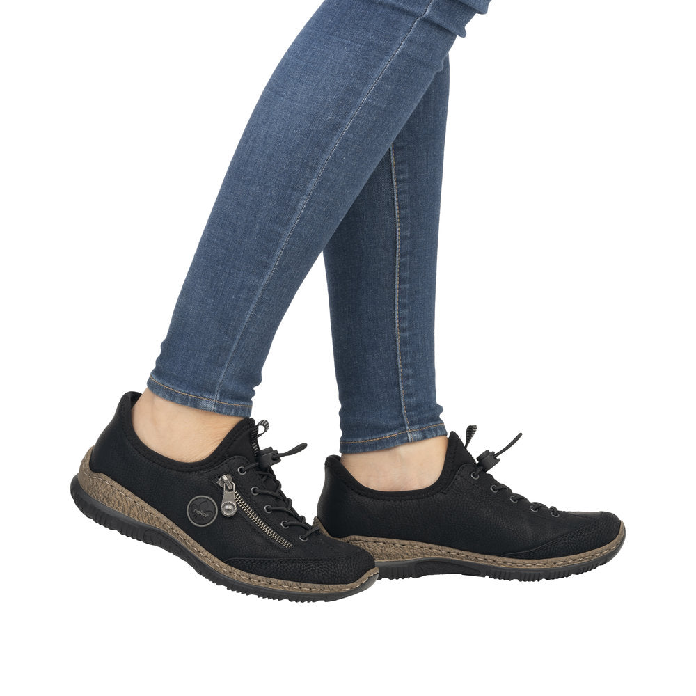 Rieker N3267-01 Ladies Black Hands Free Slip On Shoes-elevate your sole