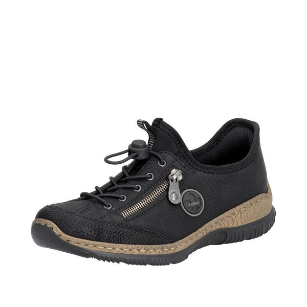 Rieker N3267-01 Ladies Black Hands Free Slip On Shoes-elevate your sole