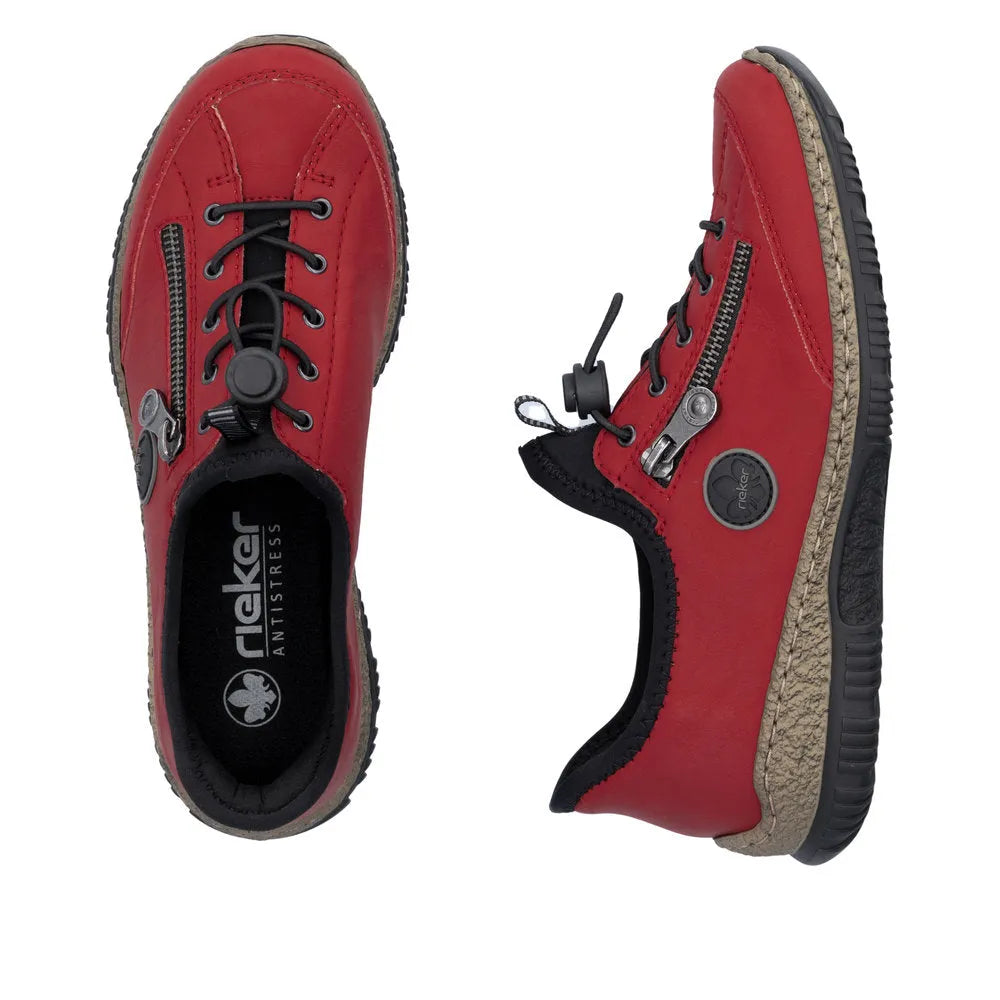 Rieker N3267-33 Ladies Red Hands Free Slip On Shoes-elevate your sole