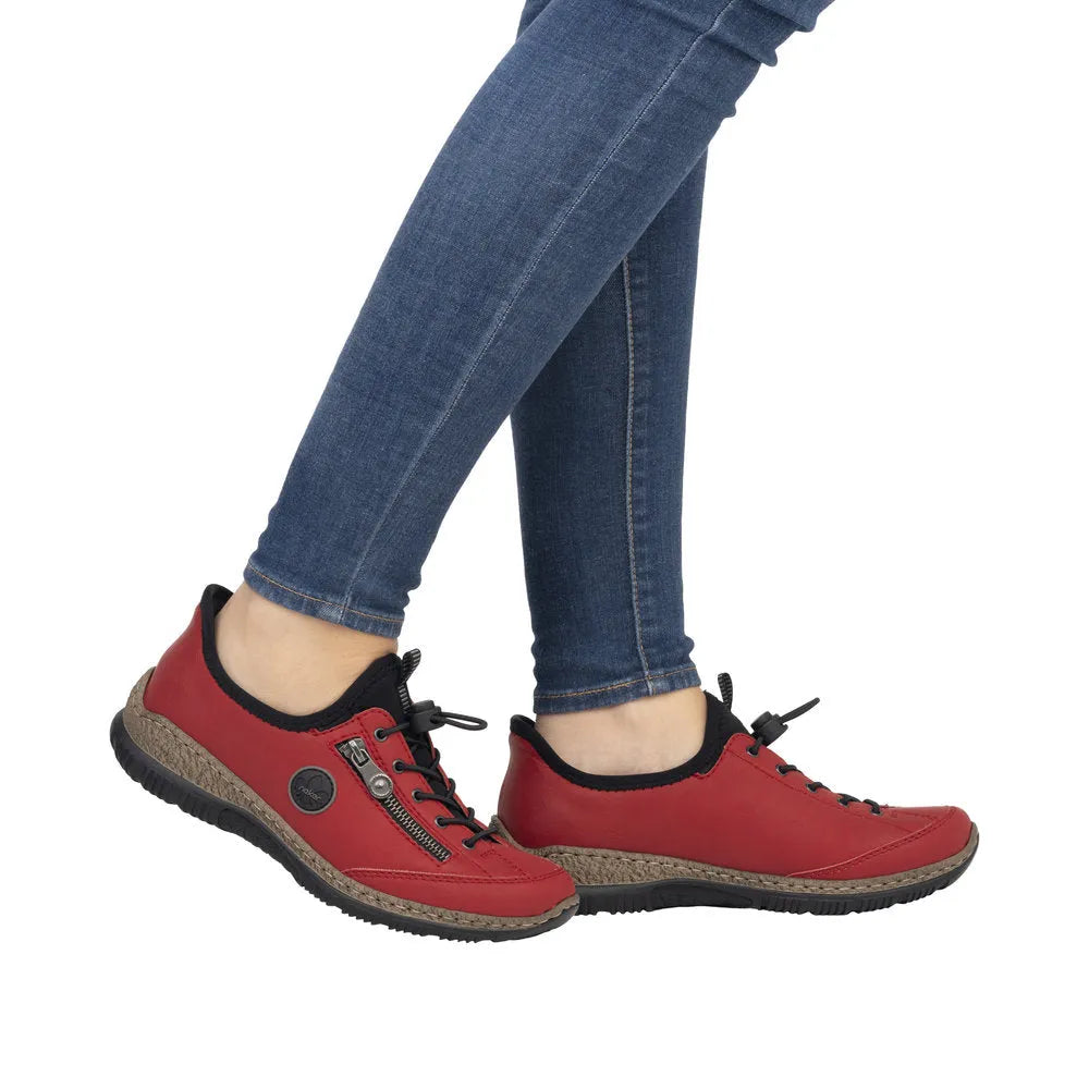 Rieker N3267-33 Ladies Red Hands Free Slip On Shoes-elevate your sole